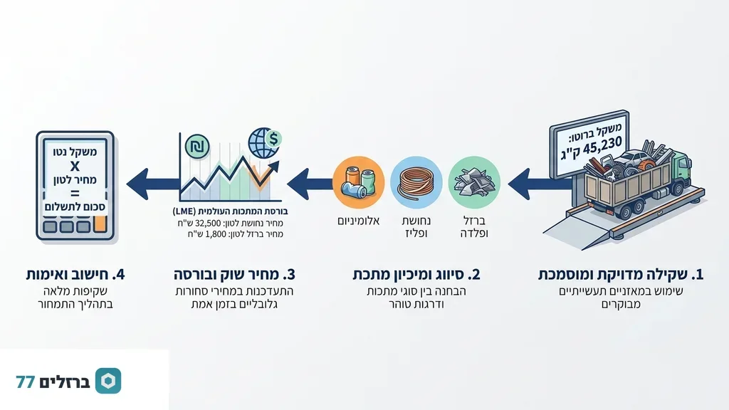 שקילה ותמחור של קניית גרוטאות מתכת על משקל גשר תעשייתי