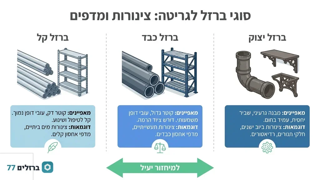 צנרת ברזל ומדפים מפורקים המיועדים למחזור