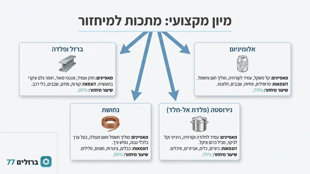 מיון של שאריות מתכת תעשייתית למיחזור