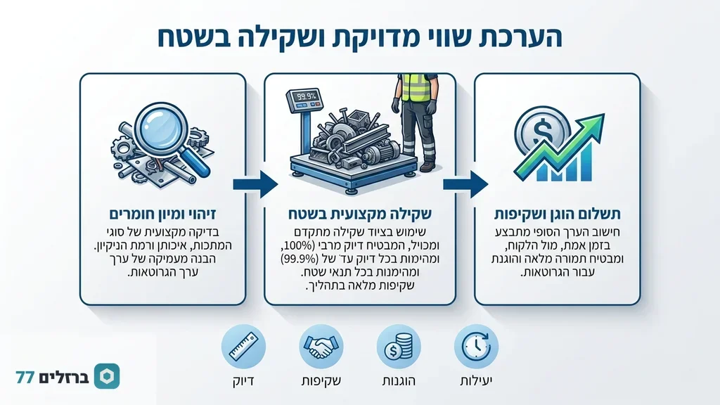 שקילה והערכת שווי של מתכות בשטח על ידי מומחה